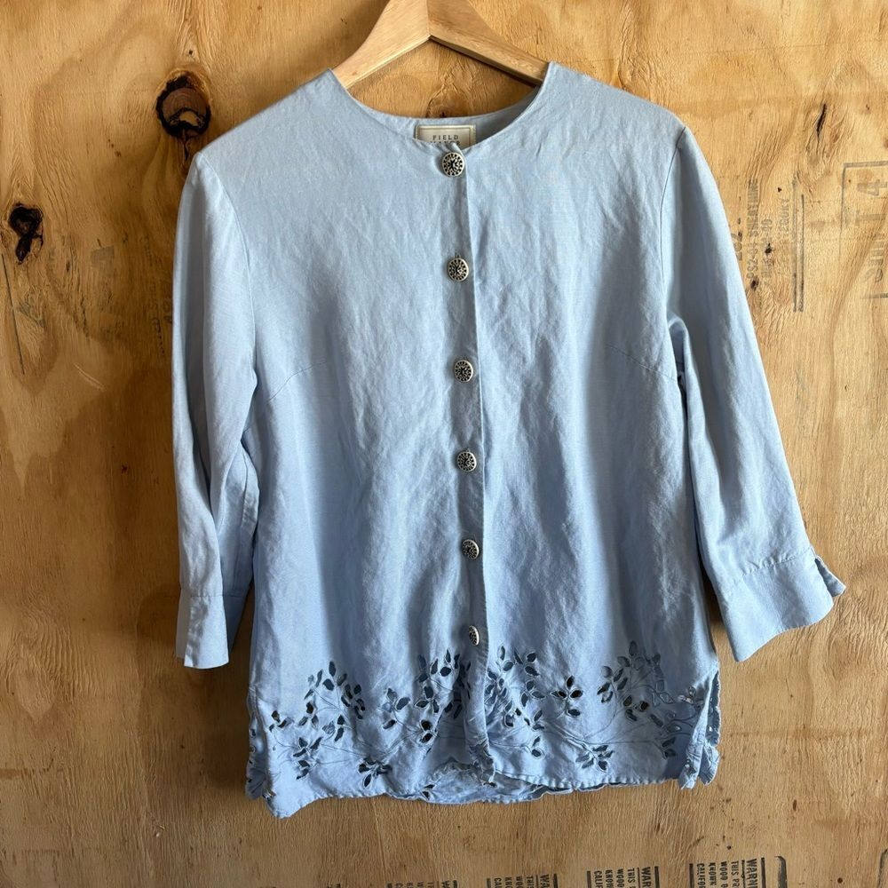 Women's Light Blue Embroidered Blouse